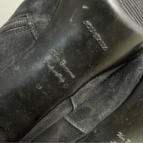 AQUATALIA Black Suede Ankle Boots Booties Stacked Heel Zippered Womens Size 8.5 - Picture 3 of 10